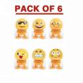 Pack of 6 Pieces Smiling Face Spring Bouncing Doll Car Smiley Doll Cute Emoji. 