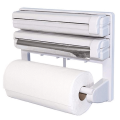 3 In 1 Kitchen Triple Paper Roll Dispenser & Holder For Tissue Paper Roll, Aluminum Foil And Plastic Wrapping Film/Cling Film Triple Paper Dispenser | 3 in 1 Foil Cling Film Tissue Paper Roll Holder for Kitchen with | Kitchen Triple Paper Roll Dispenser &. 
