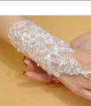 White Finger less Wedding/Bridal Gloves White Faux Pearl Embroidery Short Bridal Gloves,Wedding Dress Gloves. 