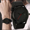 Analog Date Leather Men Wrist Watch - Black For Gents Watch With Box. 