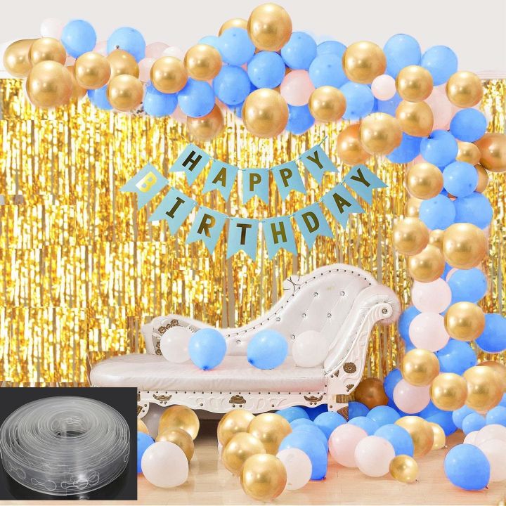Wonderful Happy Birthday Theme Set " "Including Birthday Banner +30 Balloons + Curtain 6 x3.5 Feet + Arch Tap ) Grand Birthday & Party Items - Birthday Decorations & accessories Themes for Baby ,Boy & Girl -Birthday Decoration