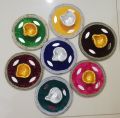 Pack of 3 small Mehndi Plates, Rasam e Hina plates with diya (Multicolour Colour). 