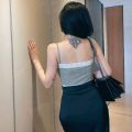 Summer Women's Camisole Sleeveless Backless Lace Ribbed Y2K  Knit Crop Cami Top Casual Spaghetti Strap Solid Camis. 