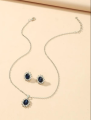 Latest fashion Silver Royal Blue Stone Jewelry Set For Girls. 