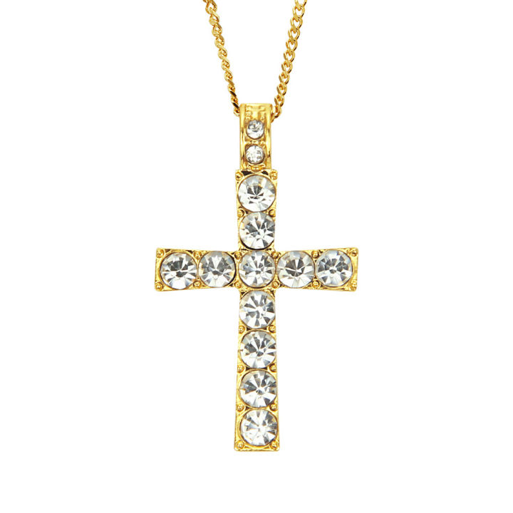 Hip Hop Alloy Gold Cross Pendant Necklace Religious Jewish Men Cuban Chain Fashion Pendant Accessories