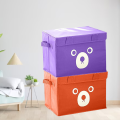Pack of 2 - Foldable Cute Bear Oxford Cloth Storage Box Square Storage Boxes For Home Bedroom Fabric Clothing Toys CD Organizer Case. 