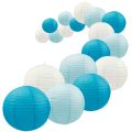18Pcs Royal Blue Paper Lantern Set,Reusable Hanging Decorative Japanese Chinese Paper Lanterns,Easy Assembly. 