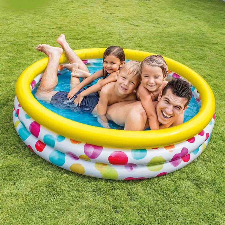 Intex 58439 Inflatable Bathtub Geometry Three Ring Baby Swimming Pool ...