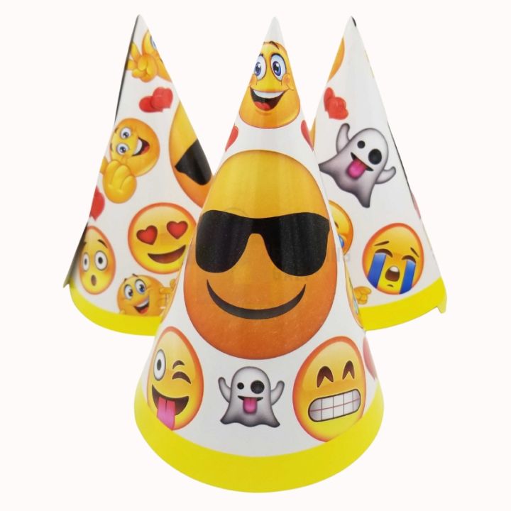 EMOJI THEME BIRTHDAY PARTY CAPS - PACK OF 10 PARTY CAPS - EMOJI BIRTHDAY PARTY CAPS