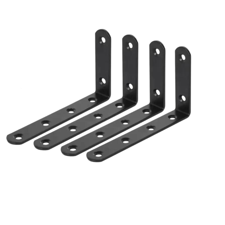 L Shape Shelf Bracket – Wall Shelf Bracket – Floating Shelf Brackets – Premium Quality Heavy-Duty Shelf Brackets – 90 Degree 4 Pcs Black Color Customized by HB Steel Fixerr