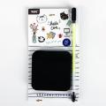 Black Color Sticky Notes With Fluorescent Pen Set 50 Sheets Creative Office Stationery SelfAdhesive Note Pads. 