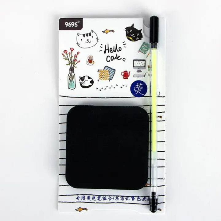 Black Color Sticky Notes With Fluorescent Pen Set 50 Sheets Creative Office Stationery SelfAdhesive Note Pads
