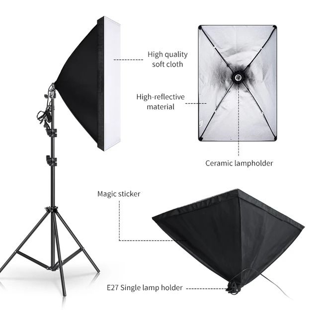 Photo Studio Softbox Tent 50x70cm with Single Lamp Holder For Photographic E27 Continuous Lighting With light stand