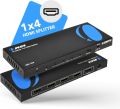 OREI 4K 1x4 HDMI Splitter, - 1 Port to 4 HDMI Display Duplicate/Mirror - Powered Splitter Ver 1.4 Certified for Full HD 1080P High Resolution & 3D Support (One Input To Four Outputs) - (HD-104). 