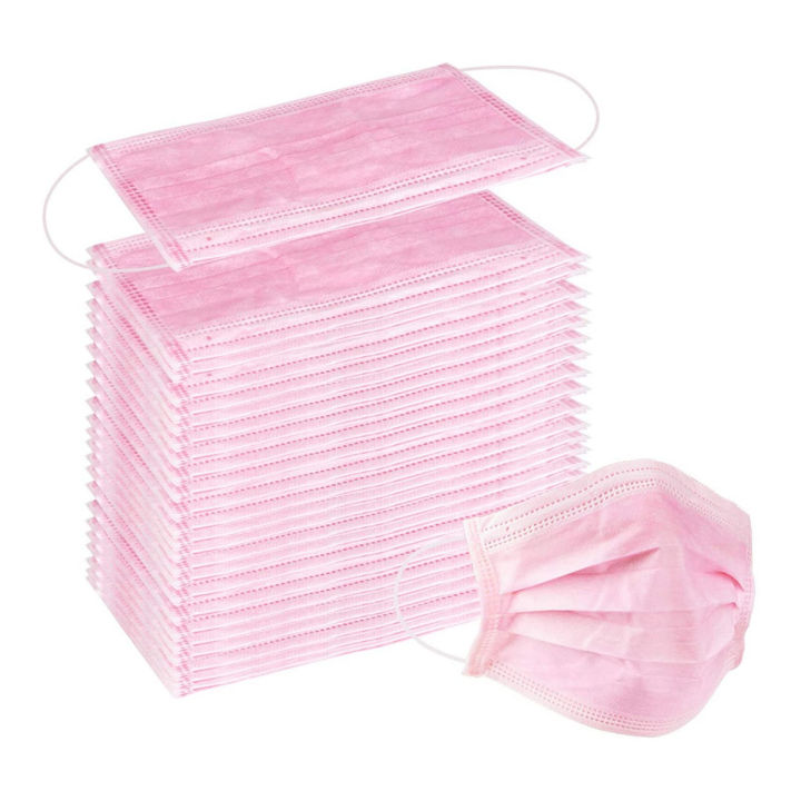 Disposable  Face Mask Light Pink 3 Protective Layers, Nose Pin Cover Pack of 25pcs For Kids