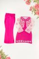 Fancy Stitched Dress for Baby Girls - Pink and White shirt with net jacket and trouser. 