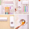 Automatic Toothpaste Dispenser with Wall Mount Toothbrush Holder Toothpaste Squeezer with 5 Brushes Set Kids Hands Free Toothpaste Dispenser for Shower Bathroom Sink.. 