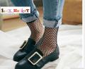 pack of 2-Black Mesh Lace Net Socks For Women. 