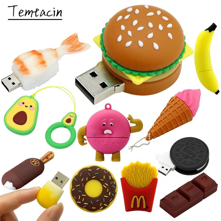 Hamburger Pendrive 256G Food Sushi Donuts Biscuits USB Device Flash Drive 8GB 16GB 64GB 32GB Pen Drive 128G Cle USB Memory Stick