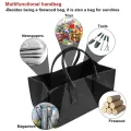 Fireplace Wood Felt Storage Bag Basket Magazine Rack Firewood Pocket,Felt Foldable Firewood Holder Basket Black. 