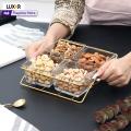 Food storage containers- dry fruits and nuts storage containers - 4 and 6 Dip Square Compartment Glass Serving Tray. 