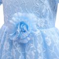 Toddler Girls Lace Princess Dress, Sleeveless Round Neck 3D Flower Formal Dress Party Gown. 