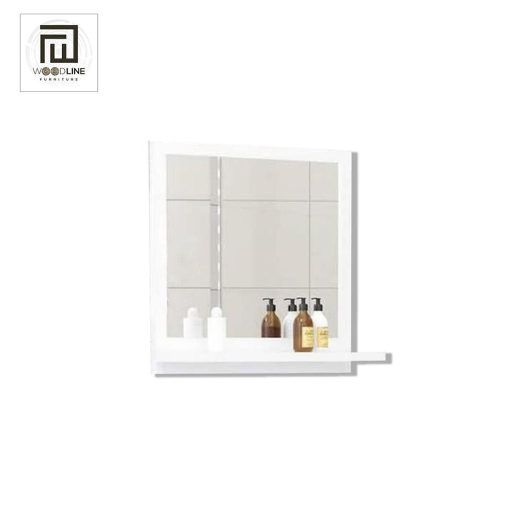 NW CRAFTS Wooden Wall Hanging Dressing Mirror Wash Basin Mirror Frame Bathroom Mirror Frame with Shelf for Living Room Bedroom Wall Decoration