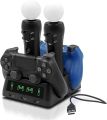 Tihokile PS4 Move Controller Charging Station, PS4 Controller Charging Station with LED Display and 3 Front USB Ports, PS4 Charger Docking Station for PS4 VR Games, for PS4 Controller/PS VR Controller. 