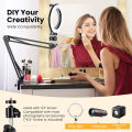 Alogy Overhead Video Stand Adjustable And Foldable Scissor Arm Stand For Mobile With Adjustable Mobile Holder And Table Mounting Clamp For video Shooting Reels Pictures Phone Stand Holder for Overhead Video Filming Livestream Flat Photography Videography. 