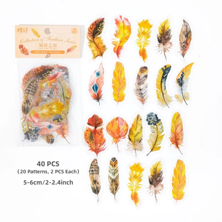 Sweet Journal 40PCS Feather Book Series PET Stickers Diary Journaling ...