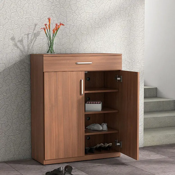 Modern 4-Tier Shoe Cabinet, Shoe Rack with Locker Drawer and 2 Close ...