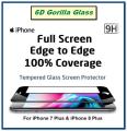 6D Gorilla for iPhone 7 PLUS / iPhone 8 PLUS Tempered Glass Screen Protector Edge to Edge - Black. 
