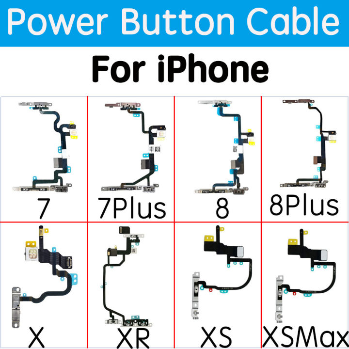 Power Button Flex For iPhone 7 7P 8 8 Plus X XR Xs Max Switch Power With Flash Light Mic Flex Cable Replacement Parts