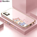 Jizetin (Free Lanyard) for Samsung A31 Back Cover Cute Dogs Luxury 6D Plating Case Side Pattern Soft Silicone Square Phone Cases. 