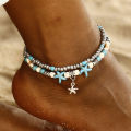 Boho Ethnic Antique 2 Layer Ankle Bracelet Cute Starfish Cuckold  Foot Chain For Women Summer Beach Jewelry Tornozeleira. 