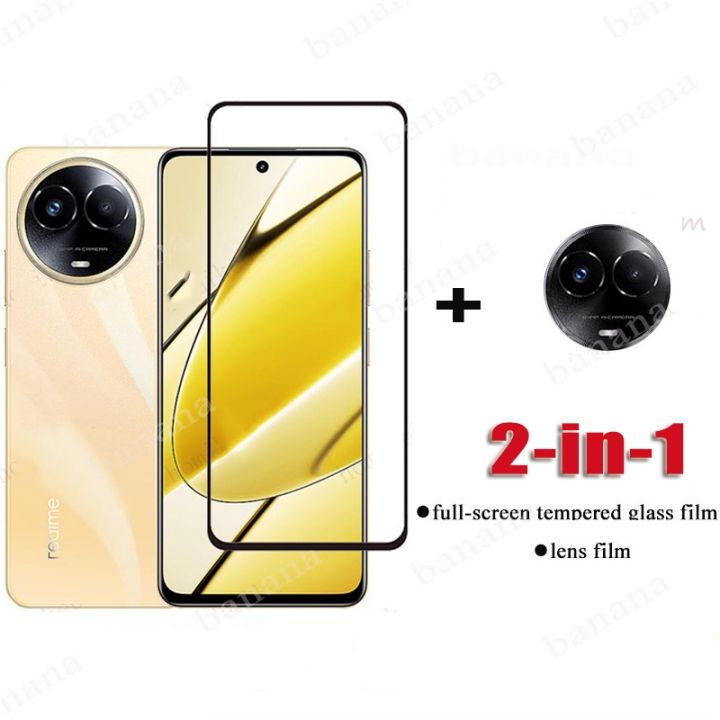 2 IN 1 Realme 11 5G Tempered Glass Full Cover Film for Realme 11x 11 10 9 Pro+ 8 5G 7 6 Pro Camera Lens Glass Screen Protector