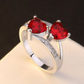 Top Trend Silver Created Red Ruby Heart Ring for Girls & Women. 