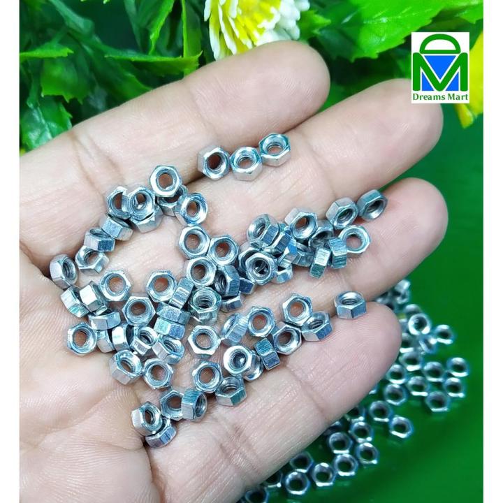 DreamsMart Pack of 100pcs M3 Nuts zinc plated chrome hex nut for 3mm Screws m3 screw DIY Project speaker wood plastic work nuts
