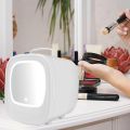 Skincare Fridge with LED Mirror, 6L Beauty Mini Fridge Skin Care Cosmetic Makeup Refrigerator with LED Light, Small Refrigerator Cooler or Warmer (White). 