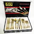 Cutlery Set | Golden Cutlery Set | Fancy Cutlery Set | Briefcase Cutlery set | Fancy Cutlery Box | Premium Quality Cutlery Set | Imported Cutlery Set | 24 pcs Cutlery Set | 24 pcs Golden Fancy Cutlery set. 