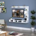 Engineered Wood Wall Mount TV Unit/TV Stand/TV Cabinet/TV Entertainment Unit/Set Top Box Stand (White) (Ideal for 43 Inch)(D.I.Y). 