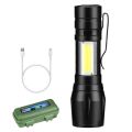Mini Rechargeable LED Torch Light – Portable Zoomable Emergency Pocket Flashlight - Super Bright COB Flash light for Camping Household Workshop – 3 Lighting Modes - Micro USB Charging wire. 