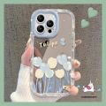 Art Tag Romantic Gradient Flowers Cover Compatible For IPhone 7Plus 14 15 12 11 13 Pro Max XR 8 7 15 Plus X XS Max SE 2020 Fashion Cartoon Tulip Luxury Make Up Mirror Bracelet Case.