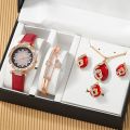 Fopul mall 6pc Set Elegant Female Bracelet Watches Women Watches Diamond Casuals Fashion Watches for Women & girls Gift Birthday Party. 