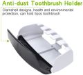 Plastic Set of Toothpaste Dispenser & Toothbrush Holder - White Automatic Tooth paste Dispenser and Tooth brush Holder Set  Wall Mounted Toothpaste Dispenser with 5 Toothbrush Holder Set  Toothpaste Squeezing Machine  Tooth brush Holder. 