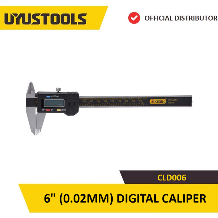 6" (0.02MM) High Precision Digital Caliper Stainless Steel 4Cr13 Dual SR44 Cells 0.02mm Accuracy Digital Metric & Inch Scales Durable Plastic Case Included - UYUSTOOLS CLD006