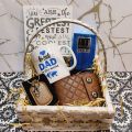 Fathers Day Gifts - Father's day special gift basket for dad  - best dad in the world mug - perfume - pu leather wallet - leather keychain 1 x greeting card. 