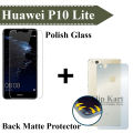 Huawei P10 Lite Tempered Polish Glass + Back Matte Protector For P10 Lite. 