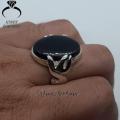 Natural Yemeni Aqeeq Ring For Men , " Ya Ali " Name Engraved on Ring , 925 Sterling Silver Islamic Art Ring. 