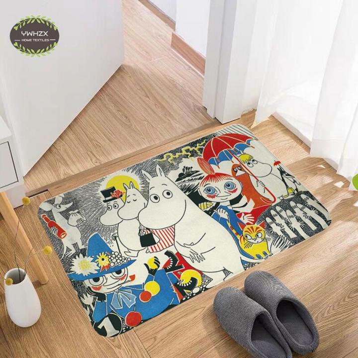 Hippo Moomines Carpet Welcome Mats Flannel Non-Slip Bathroom Floor Rugs Modern Washable Front Door Indoor Doormat Home Decor